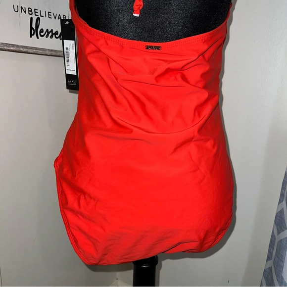 New with tag Nicole Miller Women's V Wire Shirred Bandeau One Piece - Picture 5 of 10